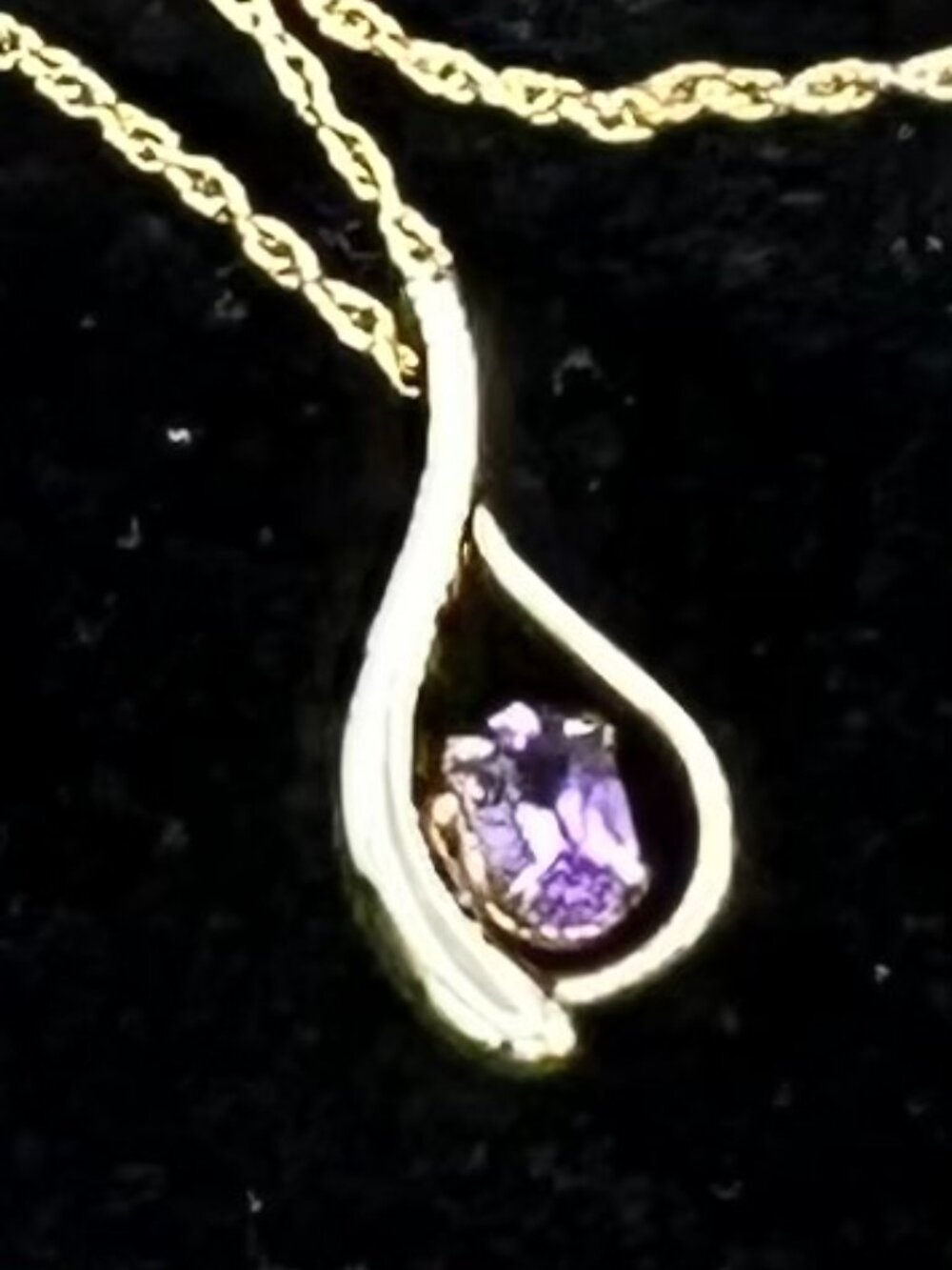 VTG Krementz Gold-Overlay Genuine Amethyst Pendant Necklace